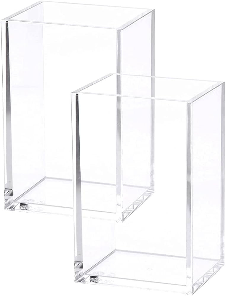 2 Pack Clear Acrylic Pencil Pen Holder Cup, Makeup Brush Holder Acrylic Desk Accessories | Amazon (US)