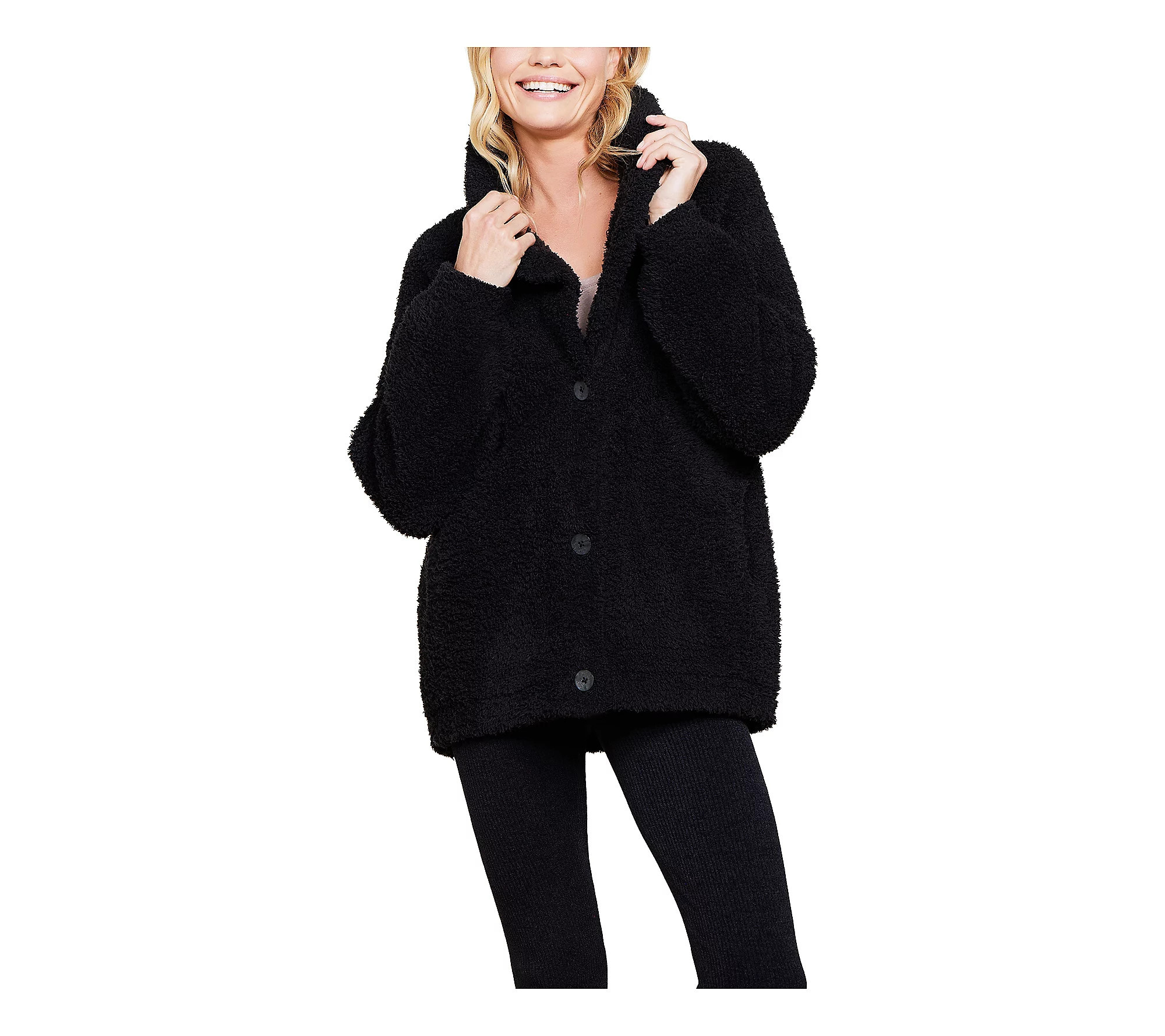 Barefoot Dreams CozyChic Shearling Buttoned Jac ket | QVC