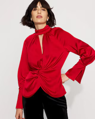 Twist Front Satin Blouse | White House Black Market