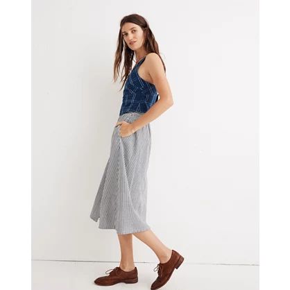 Palisade Button-Front Midi Skirt in Chambray Stripe | Madewell