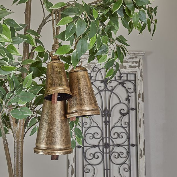 Tibetan Inspired Bronze Bell Set of 3 | Antique Farm House