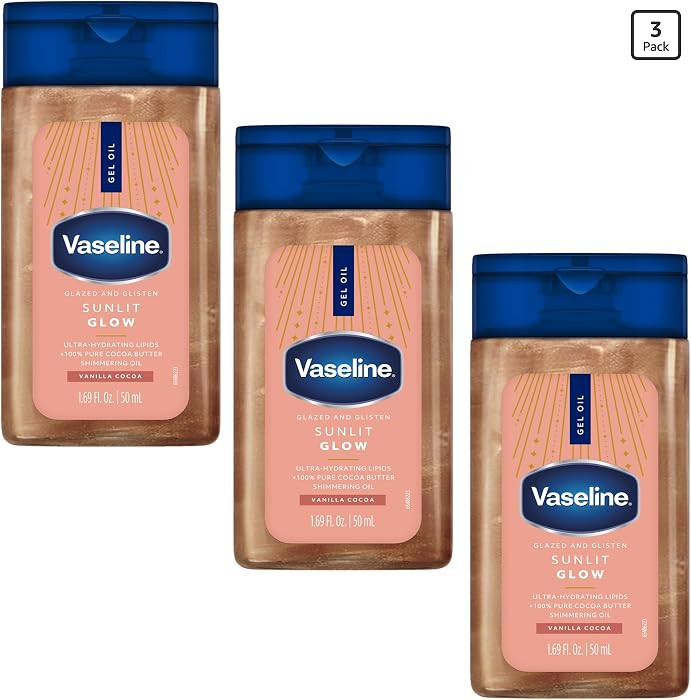 Vaseline Glazed and Glisten Sunlit Glow Body Gel Oil, Ultra-Hydrating Lipids with 100% Pure Cocoa... | Amazon (US)