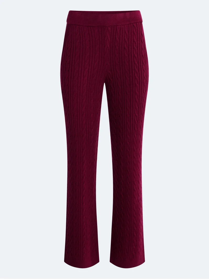 Free Assembly Women's and Women's Plus Cozy Yarn Cable Knit Sweatpants, 28.5" Inseam, Sizes XS-4X | Walmart (US)