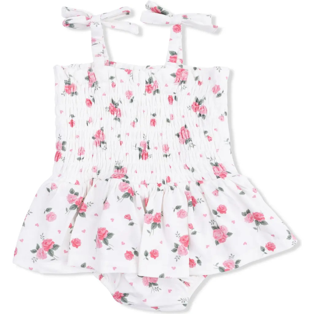 Angel Dear Rosette Smocked Bubble Romper in Pink Cream at Nordstrom, Size 6-12M | Nordstrom