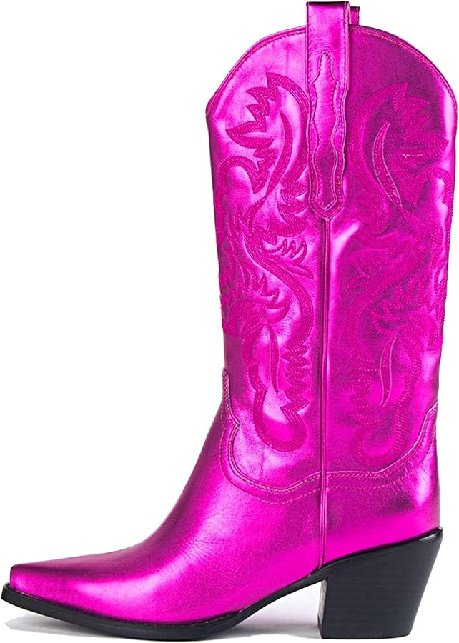 MeiLuSi Women's Cowboy Cowgirl Boots Embroidered Cowboy Short Ankle Boots Chunky Heel Western Boo... | Amazon (US)