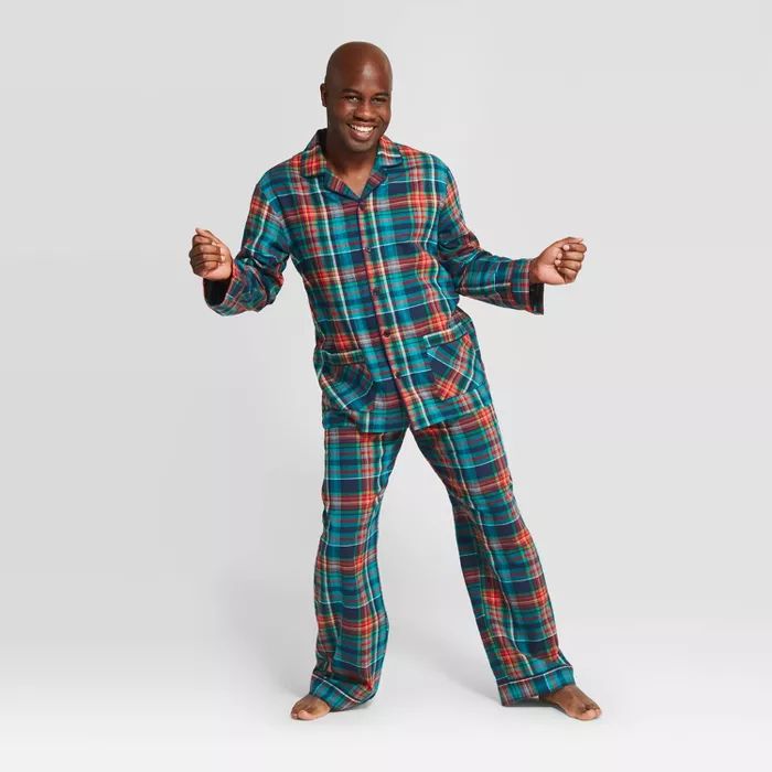 Men's Plaid Holiday Tartan Flannel Pajama Set - Wondershop™ Blue | Target