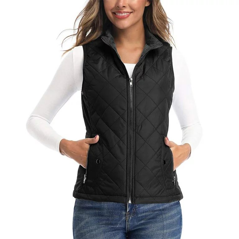 Art3d Women's Vests - Padded Lightweight Vest for Women, Stand Collar Quilted Gilet with Zip Pock... | Walmart (US)