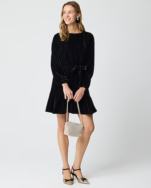Velvet tie-waist mini dress | J.Crew Factory