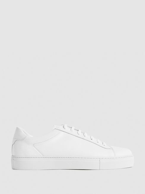 Reiss White Finley Leather Trainers | Reiss UK