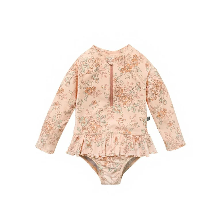 Modern Moments by Gerber Baby and Toddler Girl Peplum Ruffle Rashguard, Sizes 0/3M - 5T | Walmart (US)