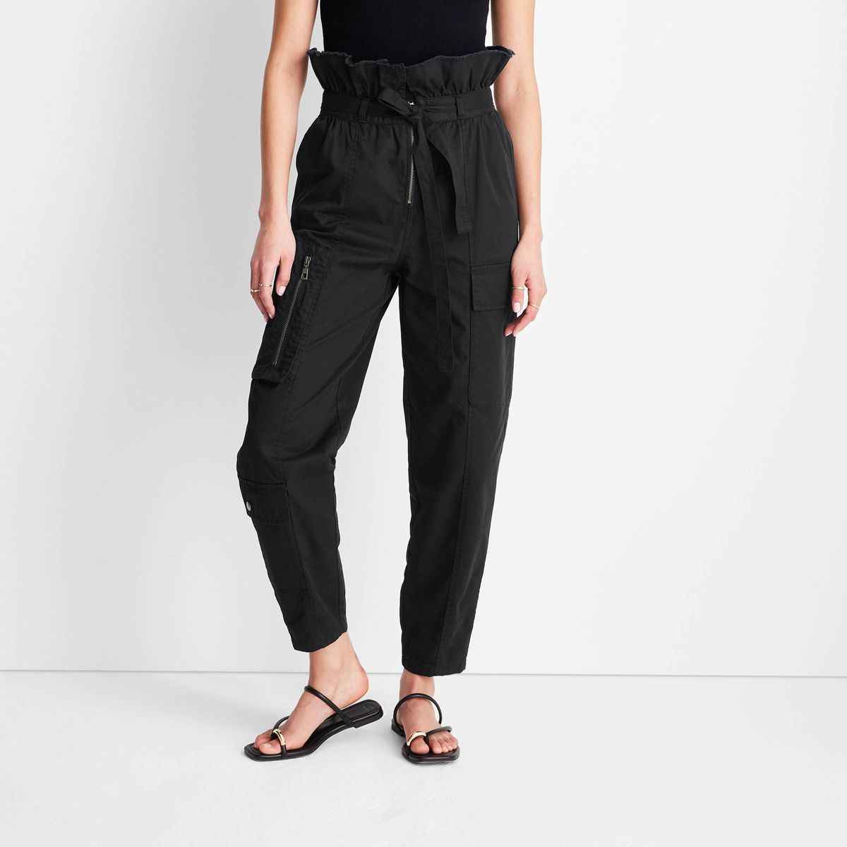 Women's High-Waisted Fold Over Cargo Pants - Future Collective™ with Jenny K. Lopez Black | Target