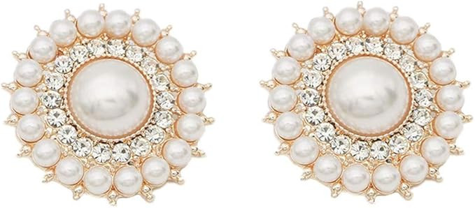 MLAVXCC 1 Pair Elegant Women's Round Pearls Rhinestones Shoe Clips Crystal Wedding Party Shoes Je... | Amazon (US)