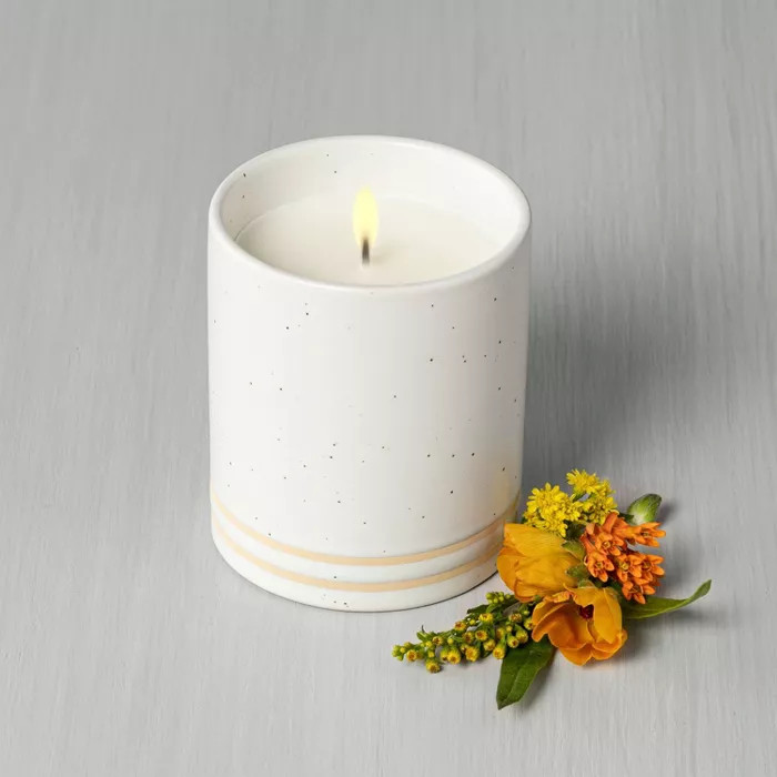 7.1oz Golden Hour Speckle Striped Ceramic Seasonal Candle - Hearth & Hand™ with Magnolia | Target