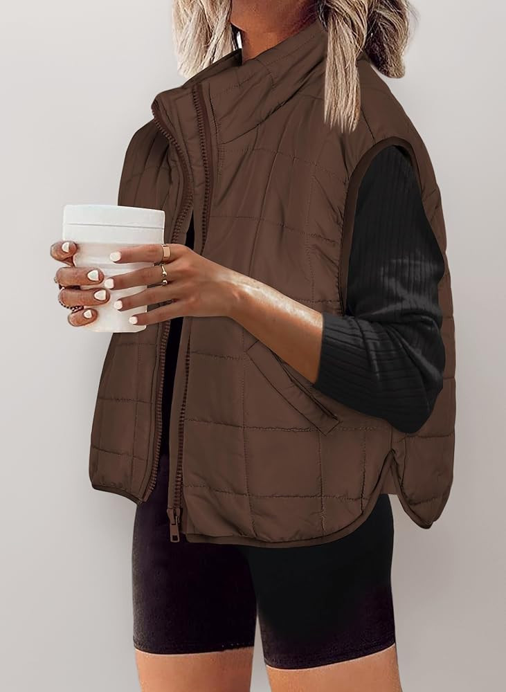 Zeagoo Women's Short Quilted Vest Vest Jacket Transition Jacket Autumn Lightweight Warm Winter Ja... | Amazon (FR)