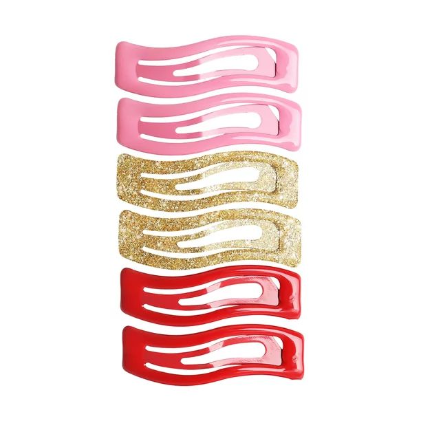 Packed Party 6 Pc. Making Waves Barrettes-RED - Walmart.com | Walmart (US)