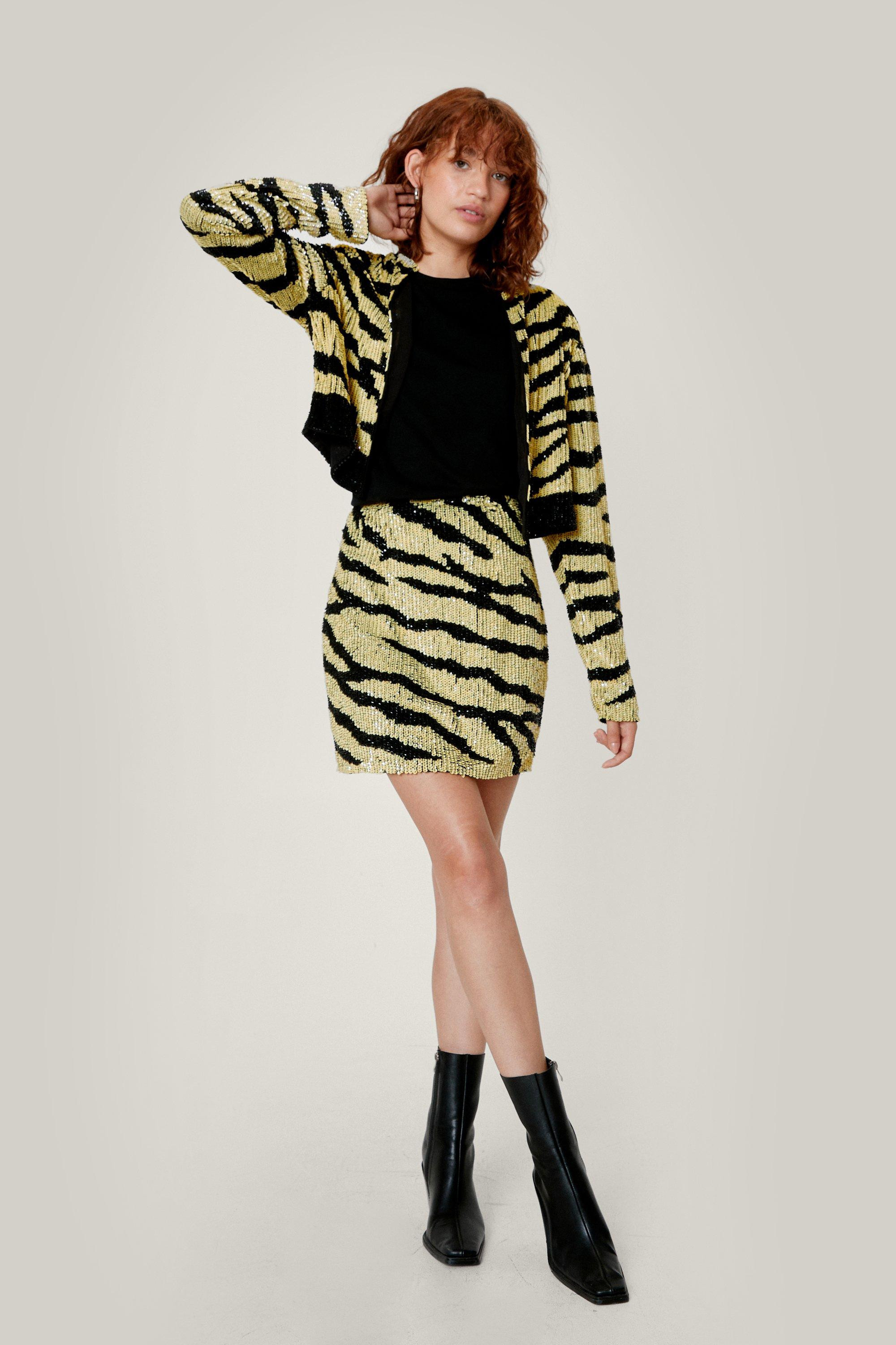 Icon Zebra Sequin Mini Skirt | Nasty Gal (US)