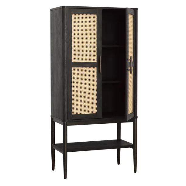 Better Homes & Gardens Springwood Caning Storage Cabinet, Charcoal Finish | Walmart (US)