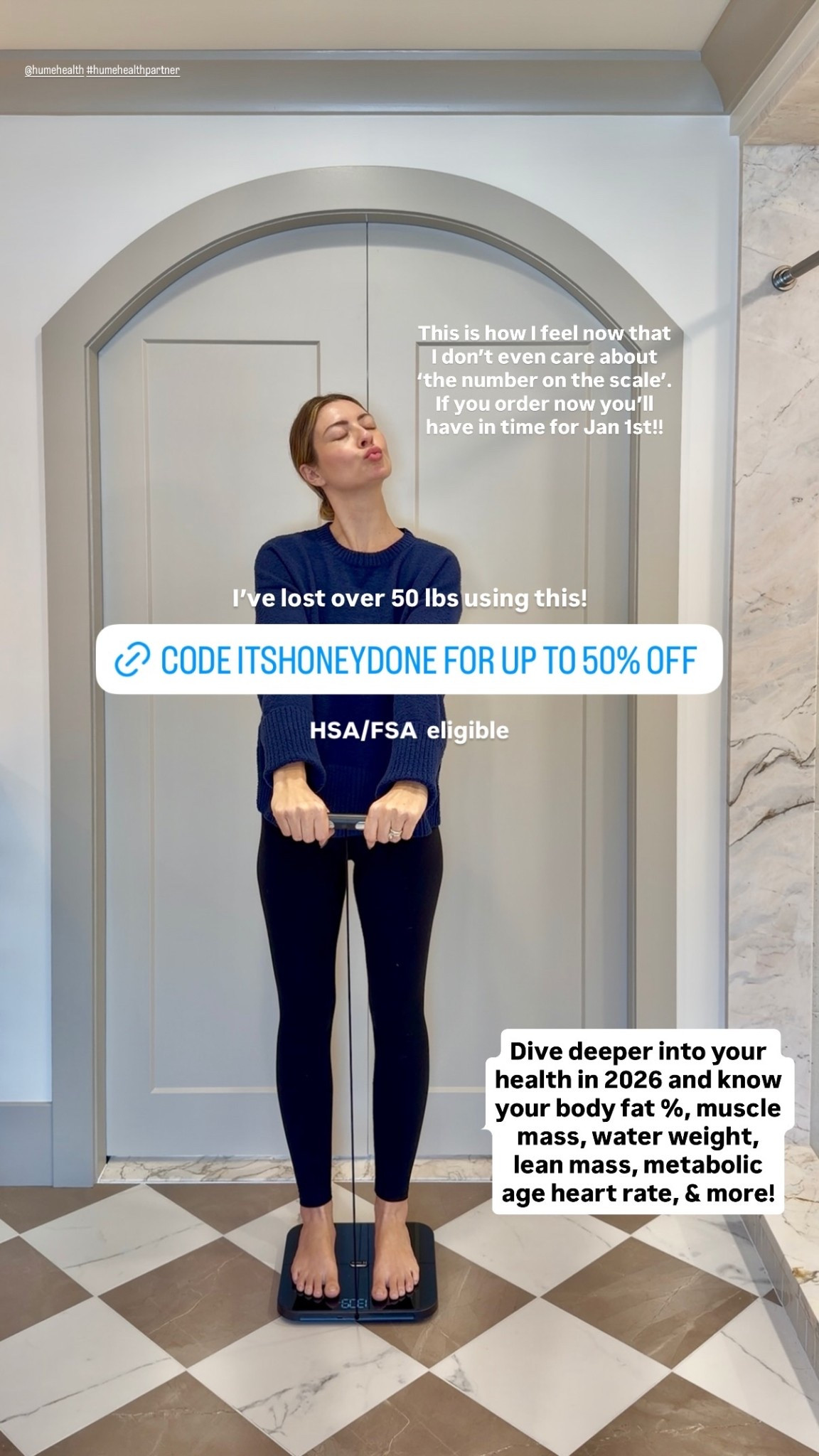 Dive deeper into your health in 2026 and know your body fat %, muscle mass, water weight, lean mass, metabolic age heart rate, & more! I’ve lost over 50 lbs using this! HSA/FSA  eligible @humehealth #humehealthpartner  @paigetraederstanley  This is how I feel now that I don’t even care about ‘the number on the scale’. If you order now you’ll have in time for Jan 1st!!