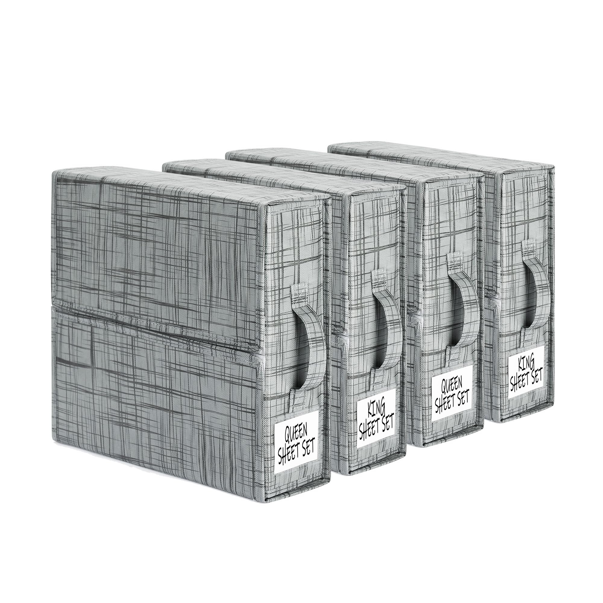 SheetCube Bed Sheet Organizers and Storage 4 Pack, Foldable Linen Closet Organizer with Window an... | Amazon (US)