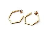 Shizing Geometric Gold Statement Earrings - 18k Plated Dangle Hoop Earrings - Minimalist Ear Jewelry | Amazon (US)