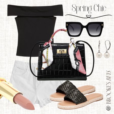 Love this off the shoulder top with white shorts or pants. Add these sandals and bag to complete the look  

#LTKU #LTKfindsunder50 #LTKshoecrush