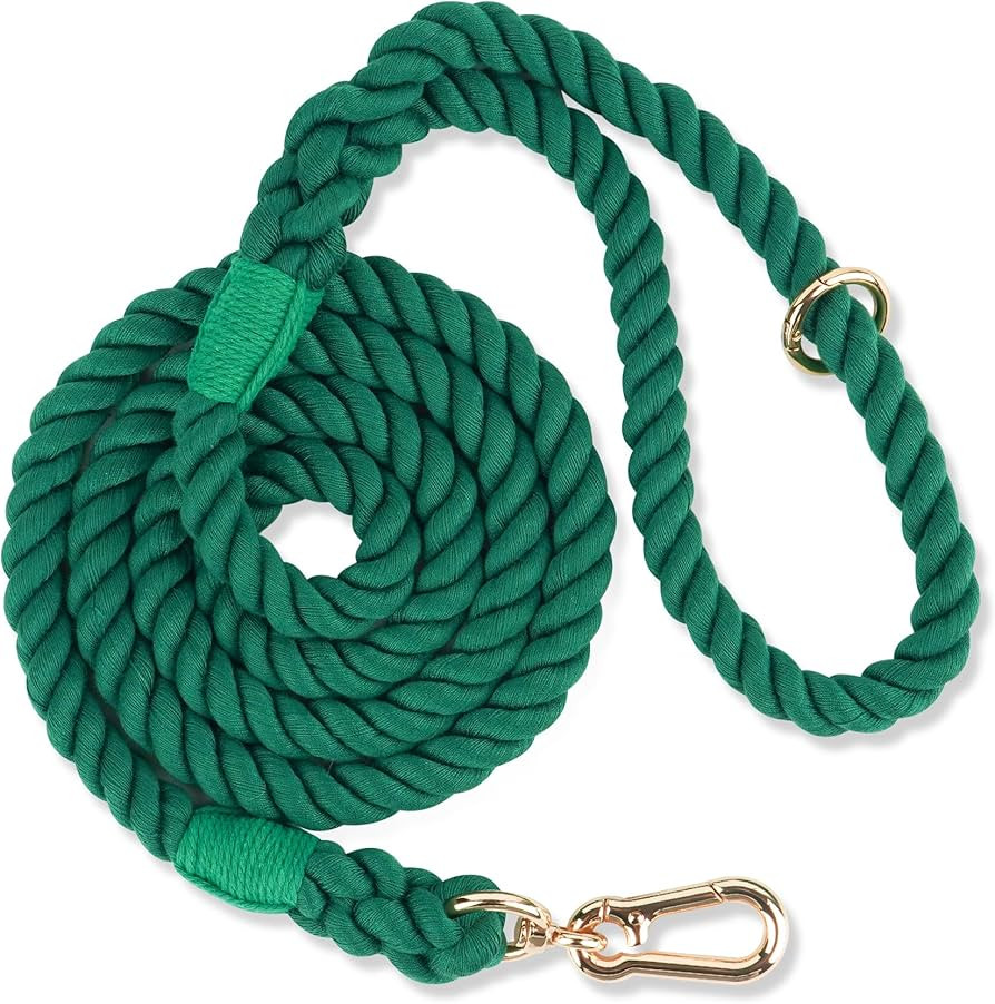Rope Dog Leash Handmade Braided Cotton Rope Leashes with Heavy Duty Metal Clasp, Cute Dog Leash, ... | Amazon (US)