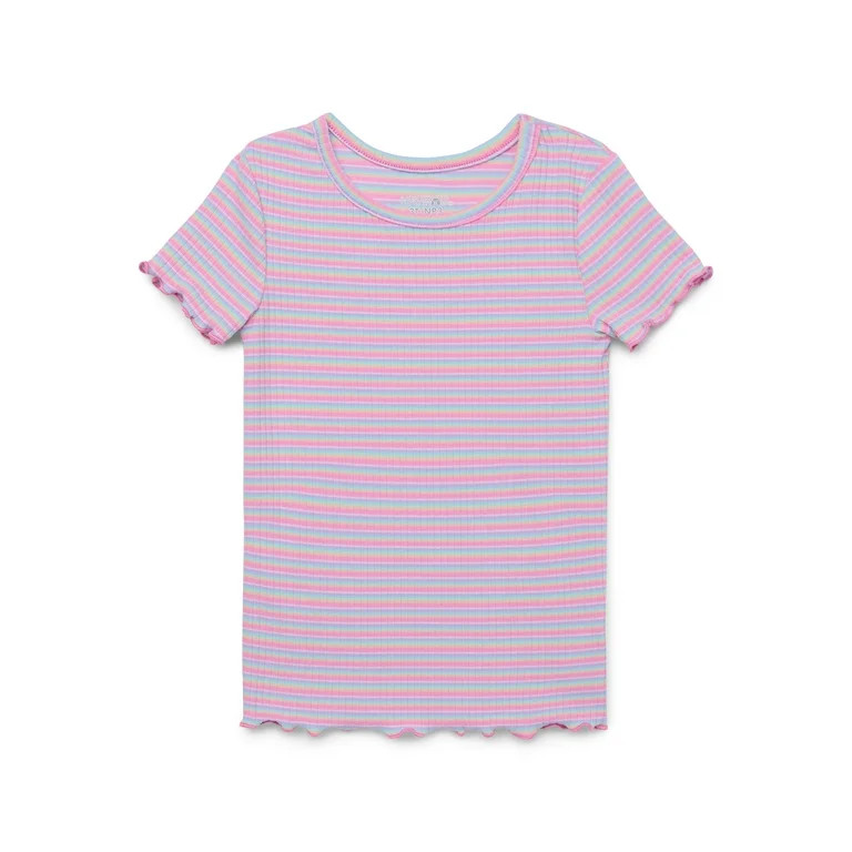 Garanimals Toddler Girl Short Sleeve Striped Rib T-Shirt, Sizes 18M-5T | Walmart (US)
