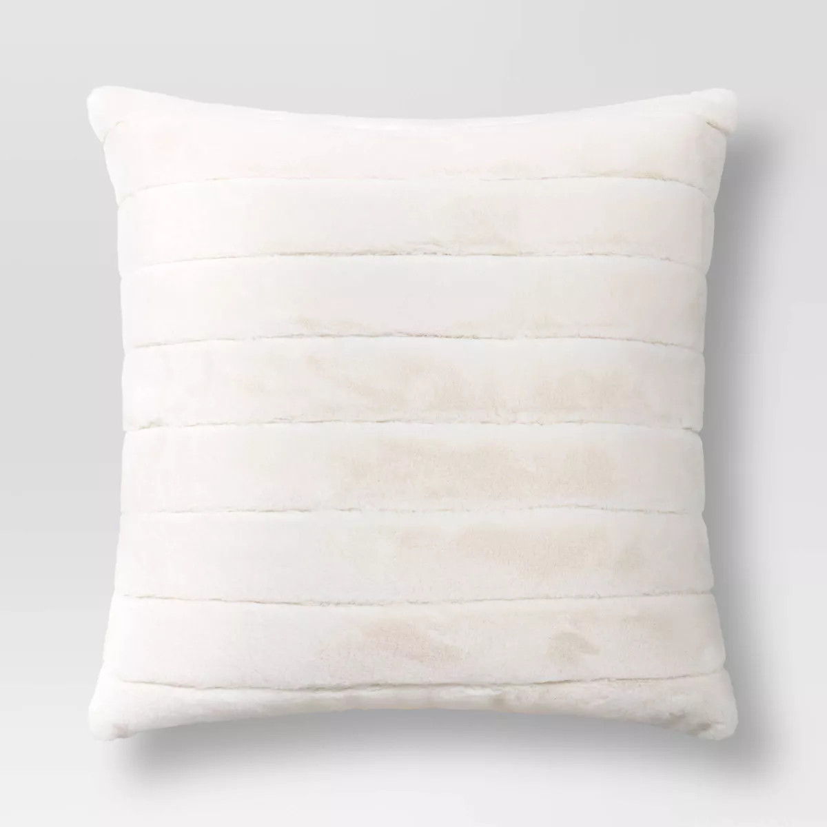 Oversized Channel Faux Fur Square Throw Pillow Ivory - Threshold™ | Target