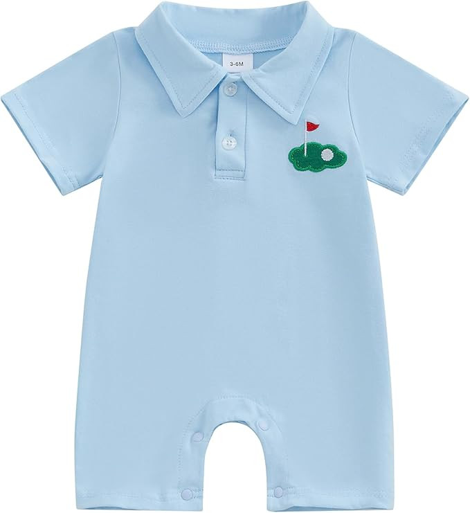 Suolongsama Baby Boy Golf Outfit Newborn Short Sleeve Short Romper Button Down Collared Jumpsuit ... | Amazon (US)