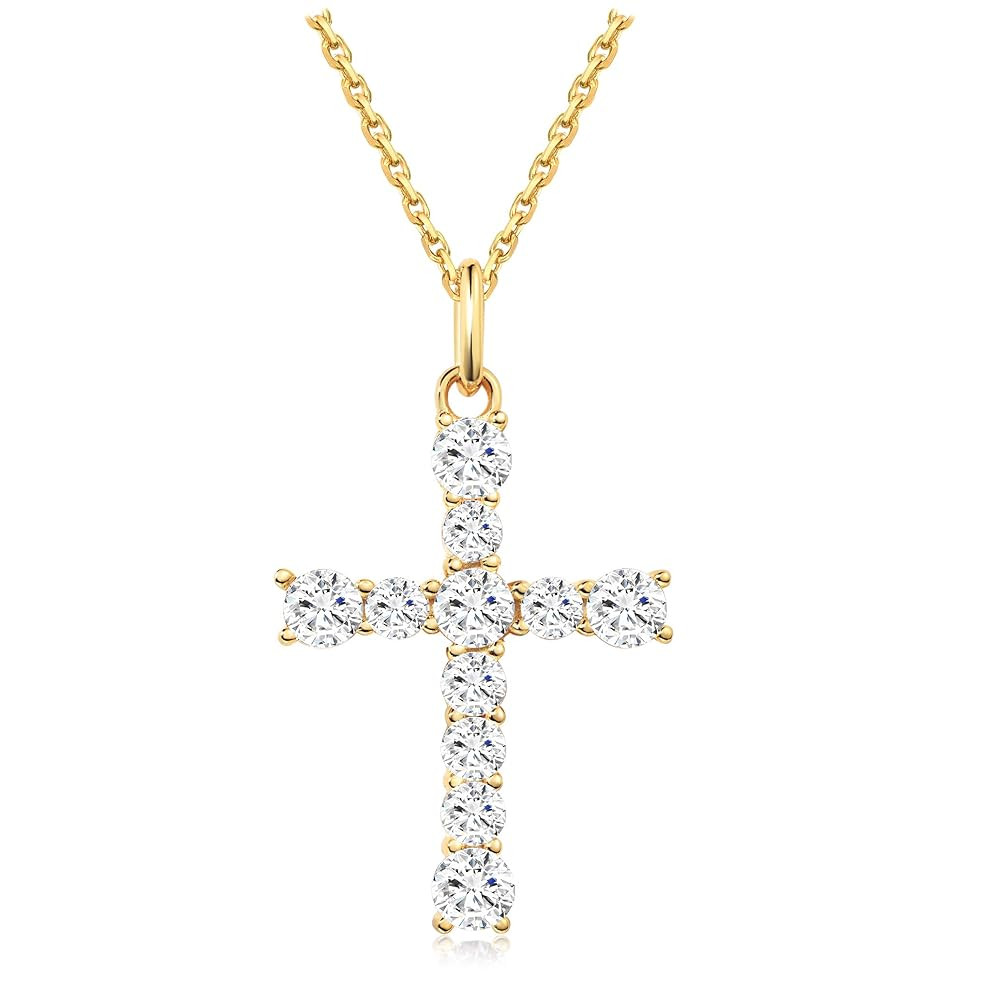 S.Leaf Cross Necklace for Women 18Karat Gold Plated Cross Necklaces for Women 925 Sterling Silver... | Amazon (US)