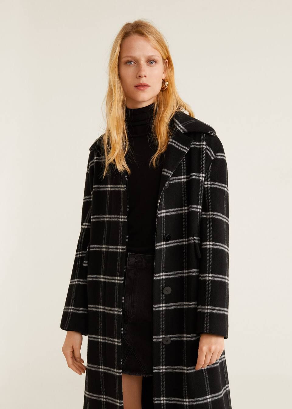 Checkered wool-blend coat - Women | MANGO (US)