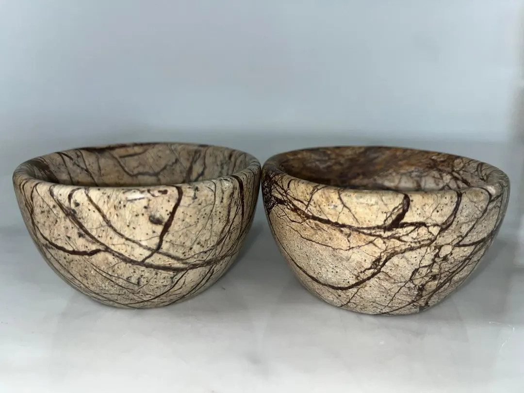 Pair of Natural Stone Bowls | Small Stone Catch-all | Organic Jewelry Dishes | Salt Cellars or De... | Etsy (US)