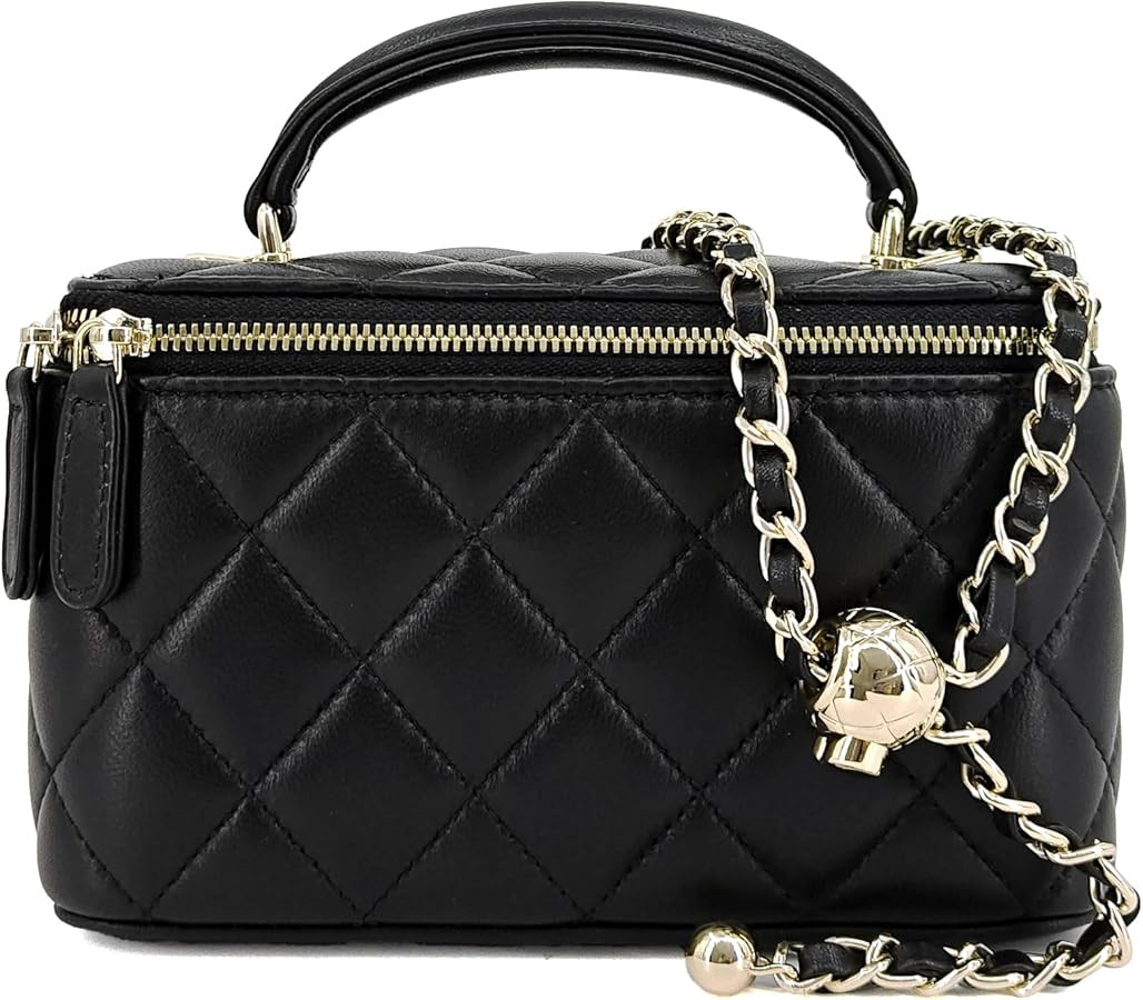 M-ioi-M Small Genuine Leather Purse Quilted Crossbody Bag for Women, Mini Top-Handle Shoulder Han... | Amazon (US)