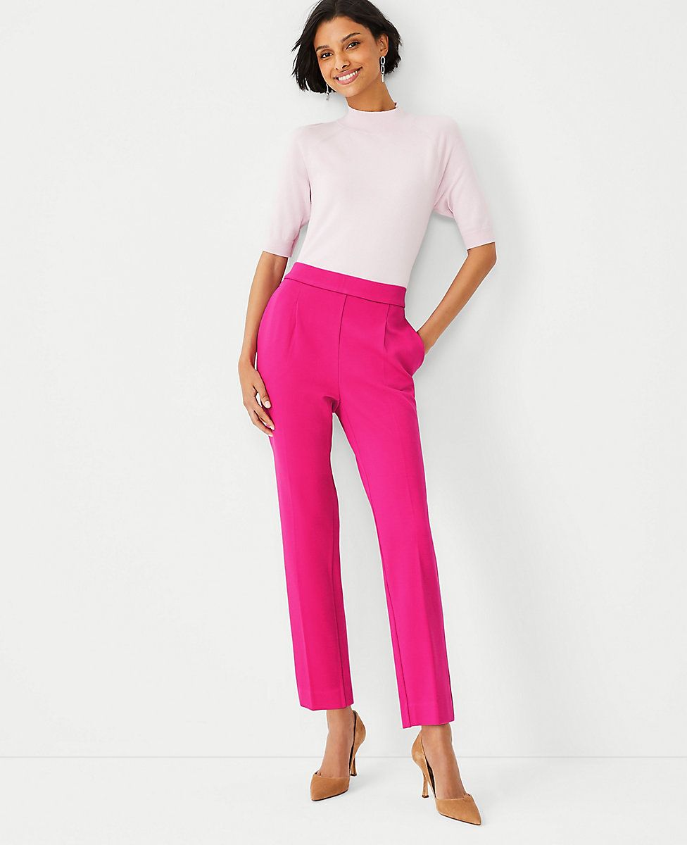 The Petite High Waist Knit Easy Ankle Pant | Ann Taylor (US)