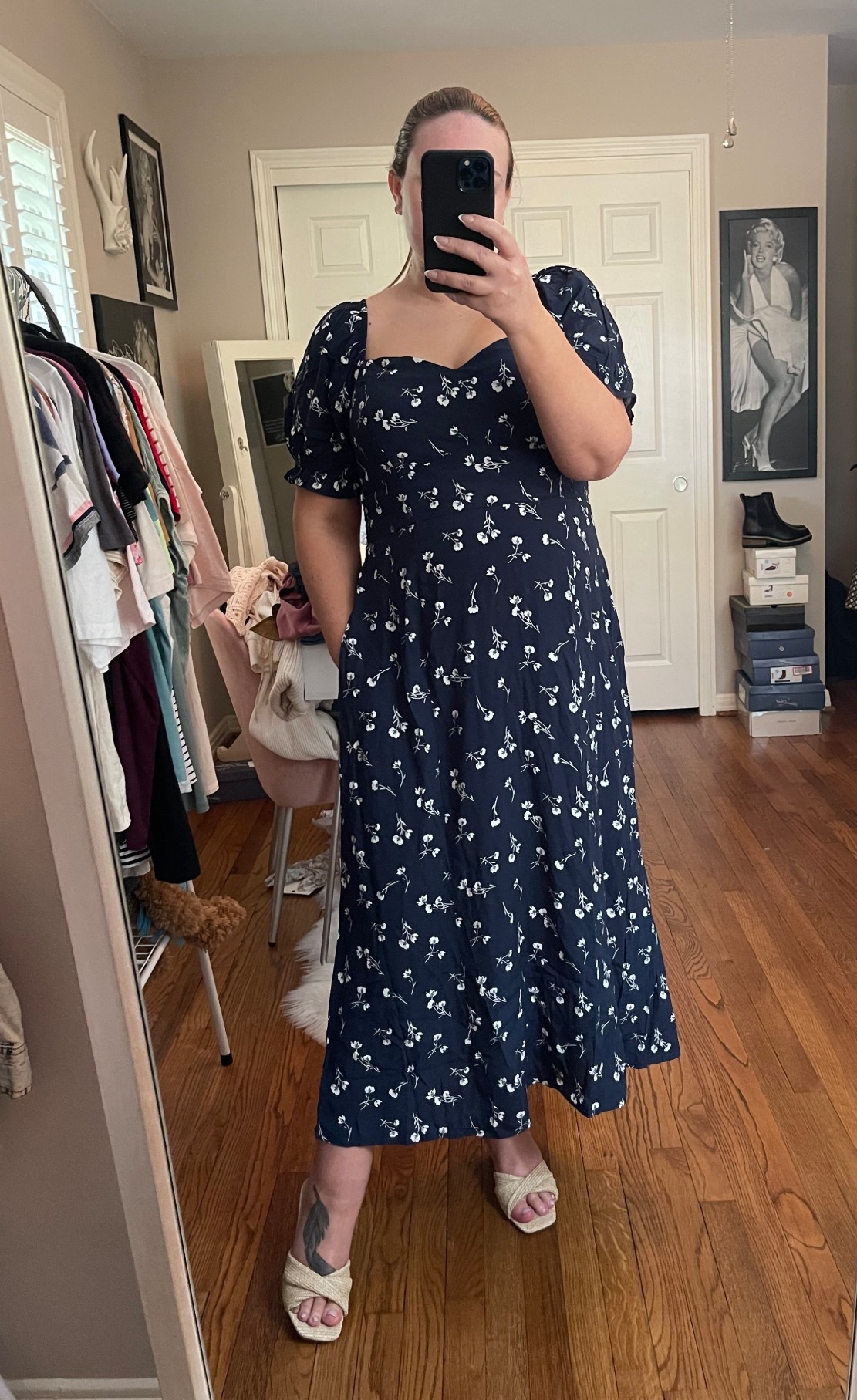 Spring dress, wedding guest dress, floral dress, navy dress, spring sandals, wedge sandals, target style, target outfit, target dress, bump friendly, midi dress, church dresss

#LTKBump #LTKMidsize #LTKootd