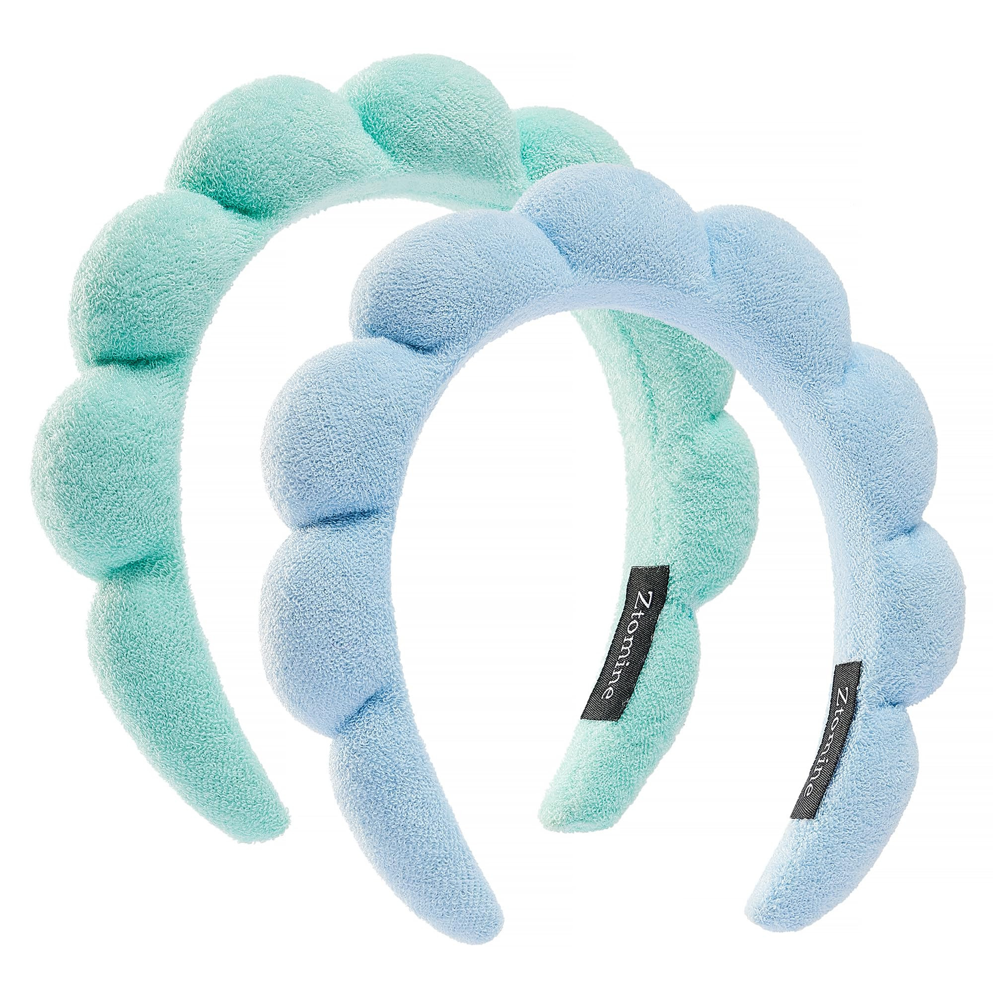 Spa Terry Cloth Face Washing Headband Combo - Set of 2 Puffy Makeup Headbands for Facial Care (Bl... | Amazon (US)