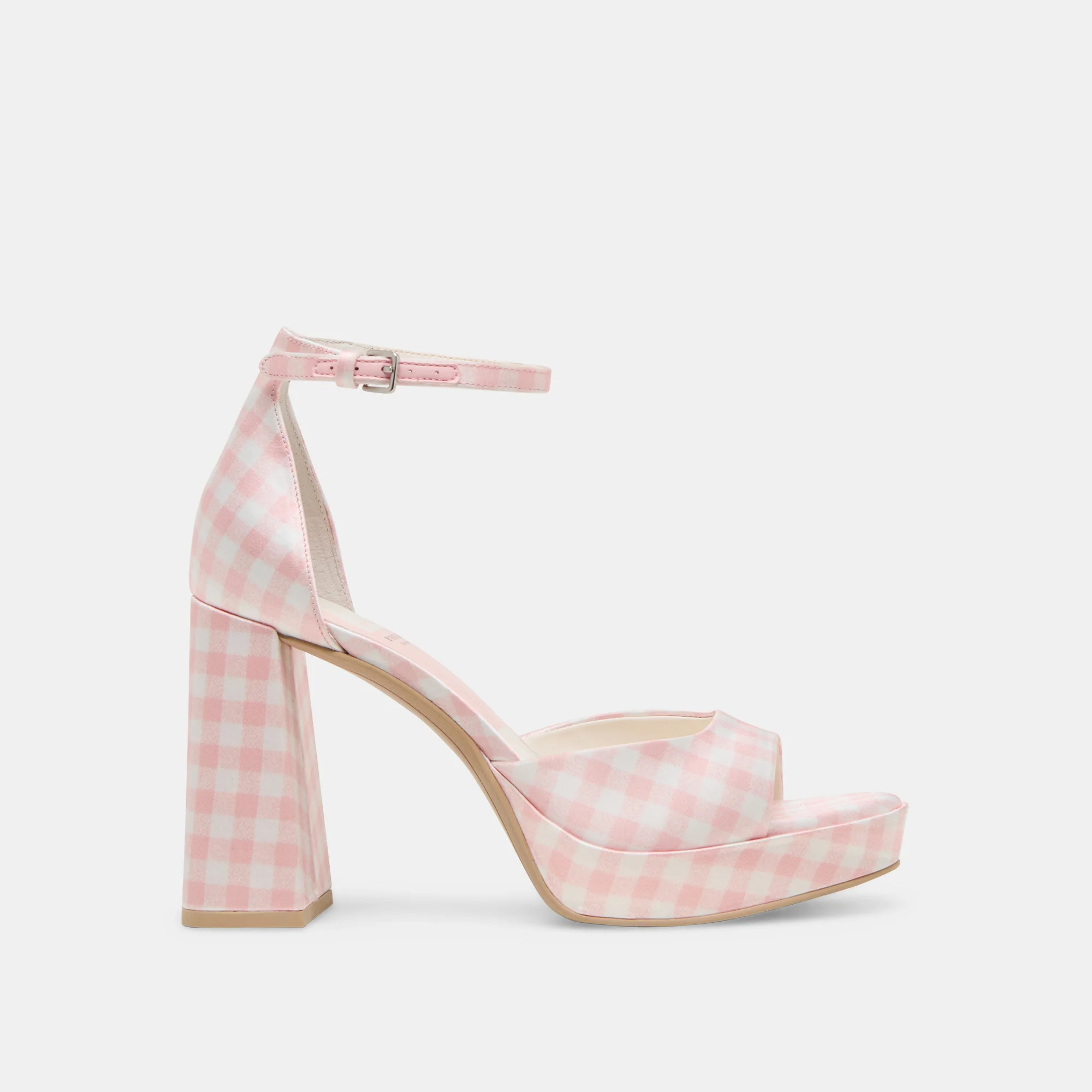Reyes X Byrdie Golf Pink Plaid Gingham Heels | Dolce Vita | DolceVita.com