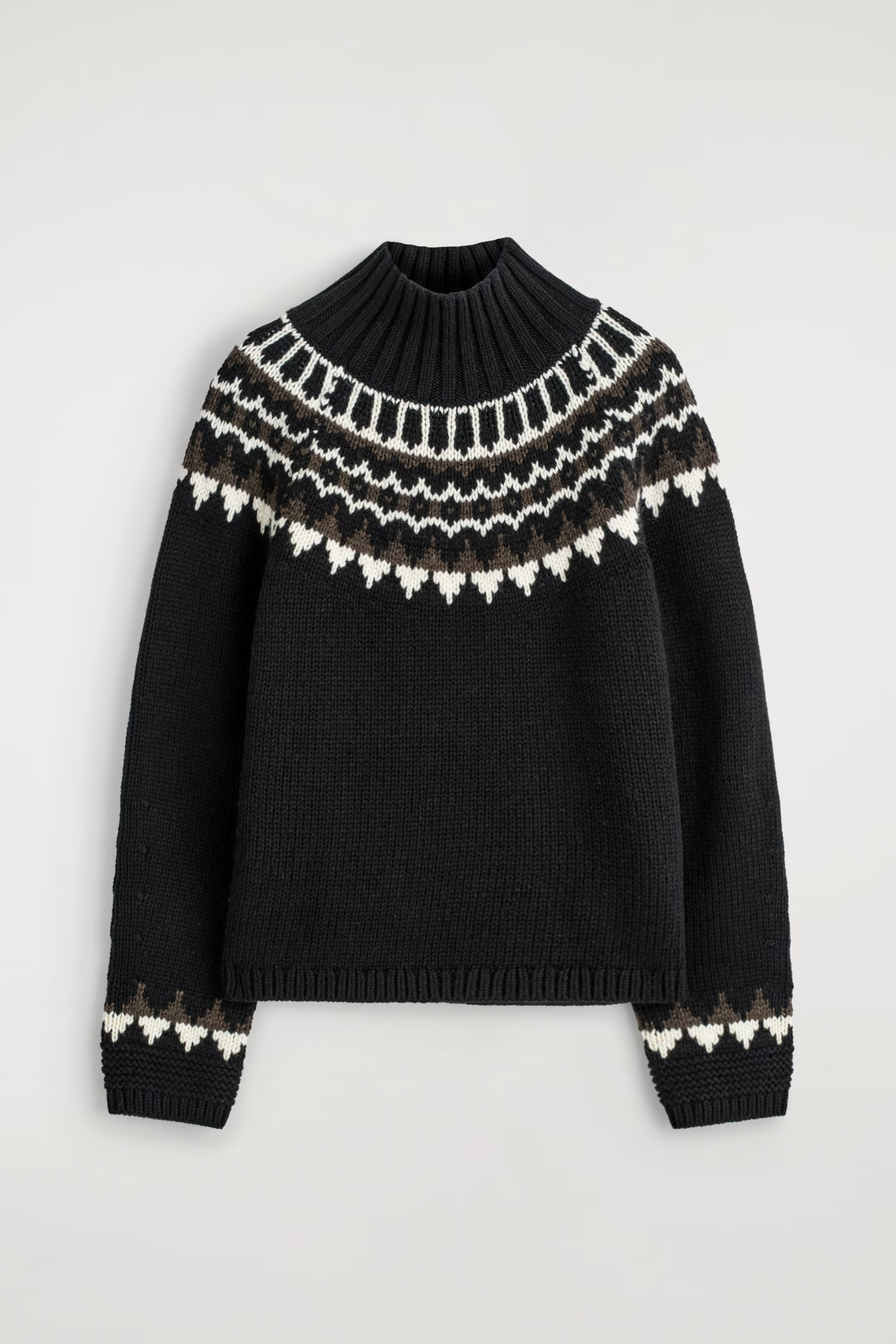 FAIR ISLE WOOL-CASHMERE SWEATER - BLACK / WHITE / BROWN | COS US | COS (US)