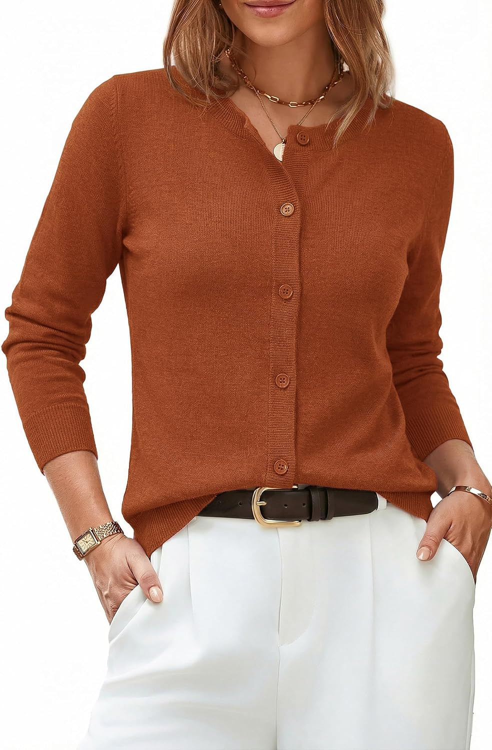 Arach&Cloz Women's Wool Blend Business Casual Fall Cardigan Sweaters Tops | Amazon (US)