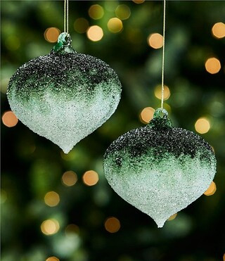 Southern Living Evergreen Collection Debossed Leaf Glass Ball Ornament, Set of 2 | Dillard's | Dillard's
