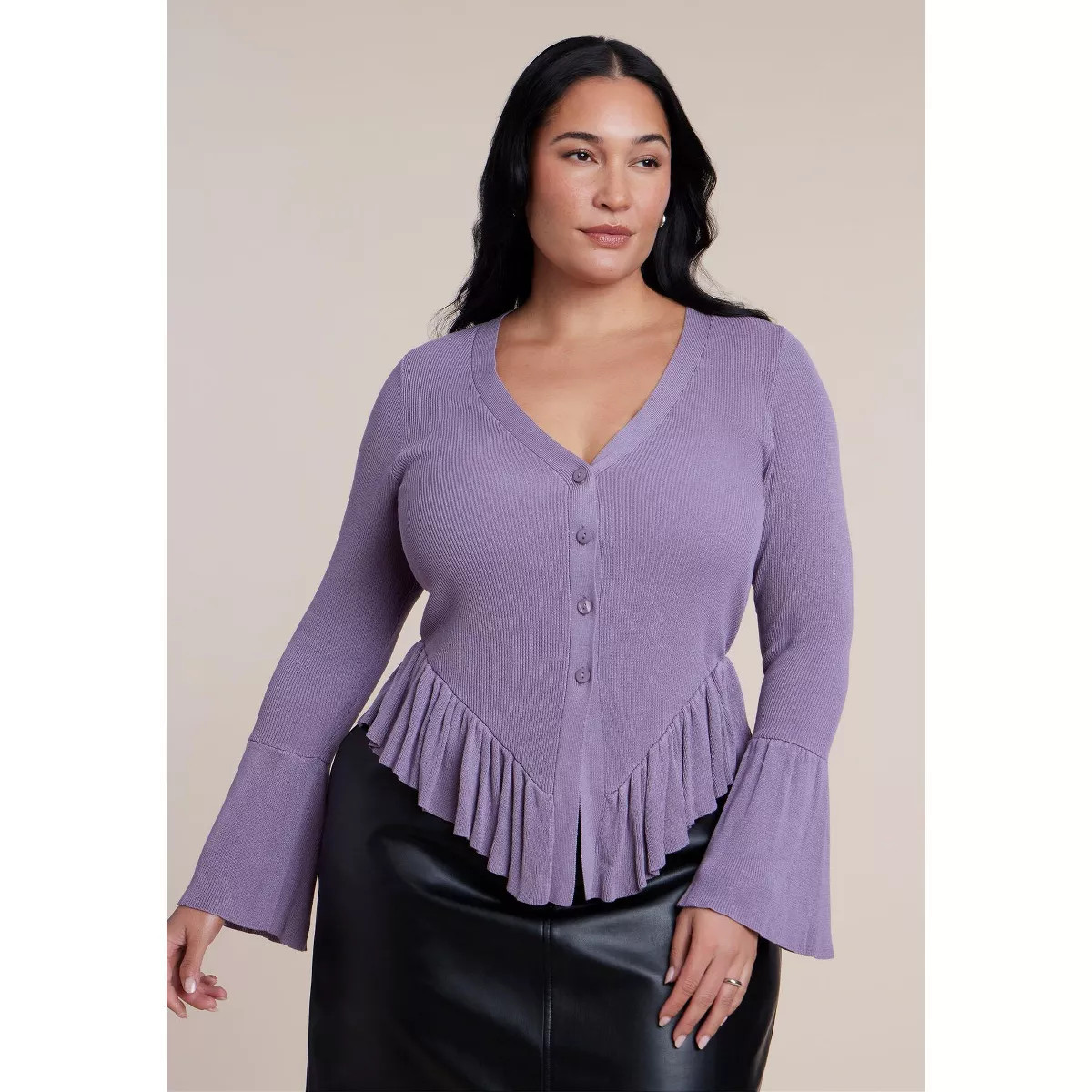 ELOQUII Ruffle Cardigan - 26/28, Sunlight | Target