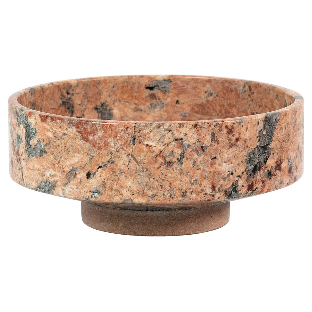 Olivia Rustic Red Marble Round Decorative Bowl | Kathy Kuo Home