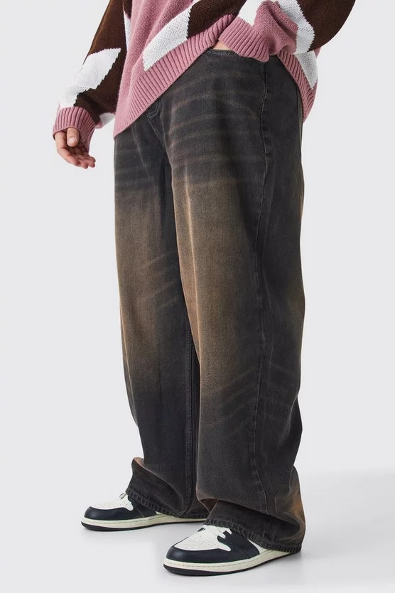 Plus Baggy Rigid Washed Jeans | boohooMAN (DE, IE & UK)