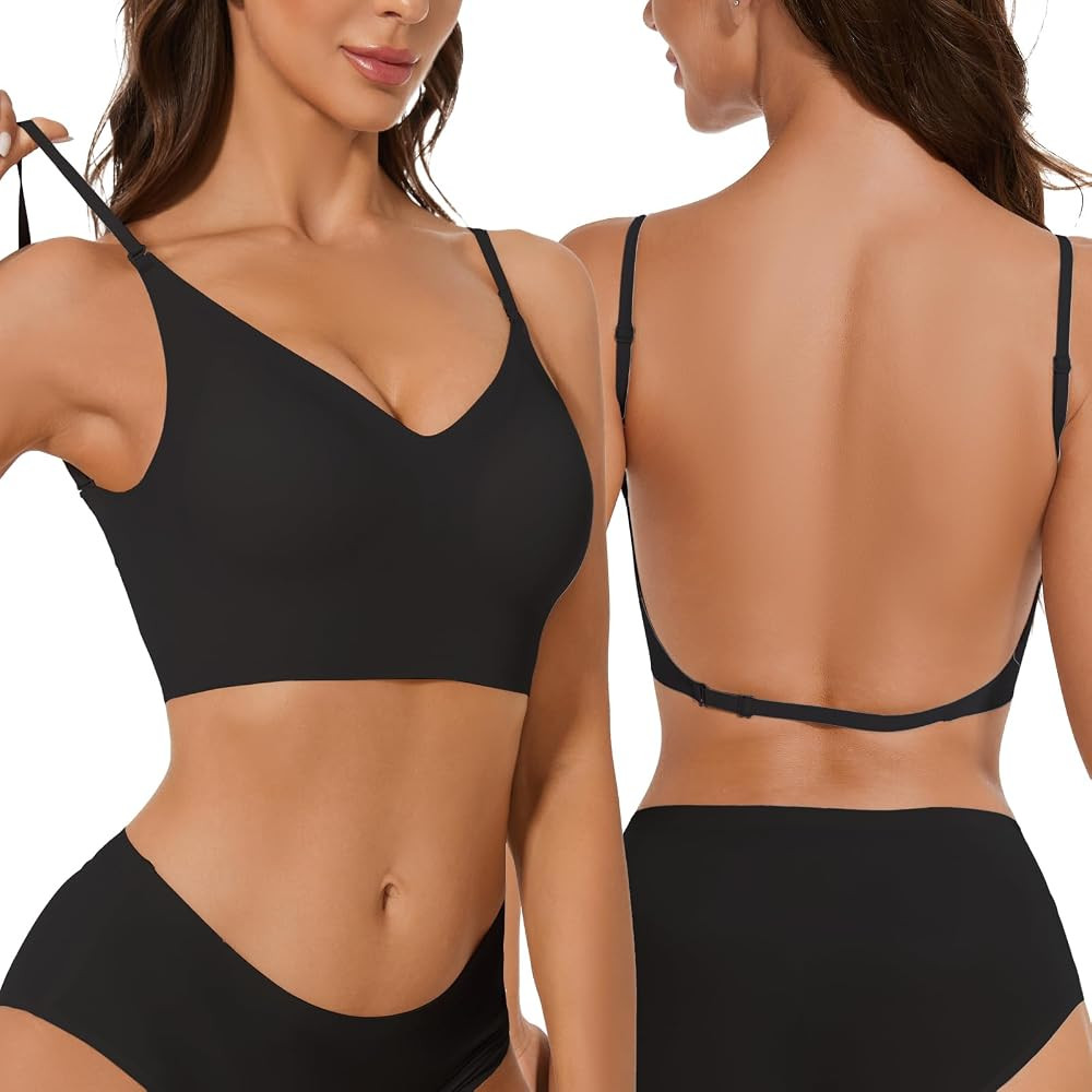 Low Back Seamless Bras Multiway Convertible Strap Halter Lifting Bra Spaghetti Strap Wire-Free Pa... | Amazon (US)