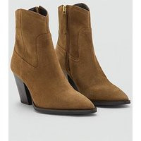Mango Suede Ankle Boots With Pointed Toe And Block Heel - Taupe | Very (UK)