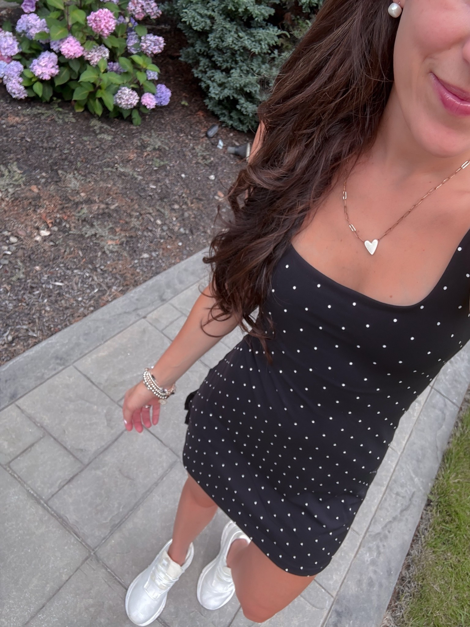 Polka dot dress ; polka dot active dress ; viral aerie dress ; trending activewear ; mom outfit ; sports mom