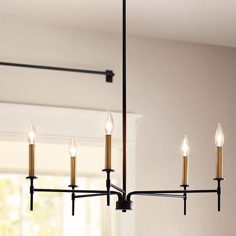 Hinkley Lark-Hux 28" Wide Modern Black and Lacquered Brass Chandelier - #374M3 | Lamps Plus | Lamps Plus