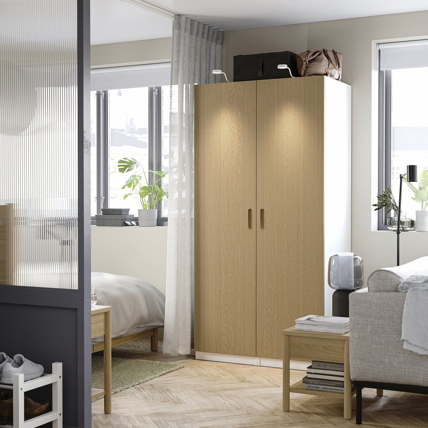 IKEA PAX / TONSTAD wardrobe combination, white/oak veneer, 39 3/8x23 5/8x79 1/4 | IKEA US