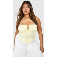 Womens Plus Tie Front Cotton Corset Top - Yellow - 22 | NastyGal UK