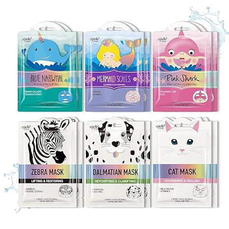 Epielle Character Sheet Masks | Dalmatian, Zebra, Cat, Shark, Narwhal, Mermaid Scale | Animal Spa... | Amazon (US)